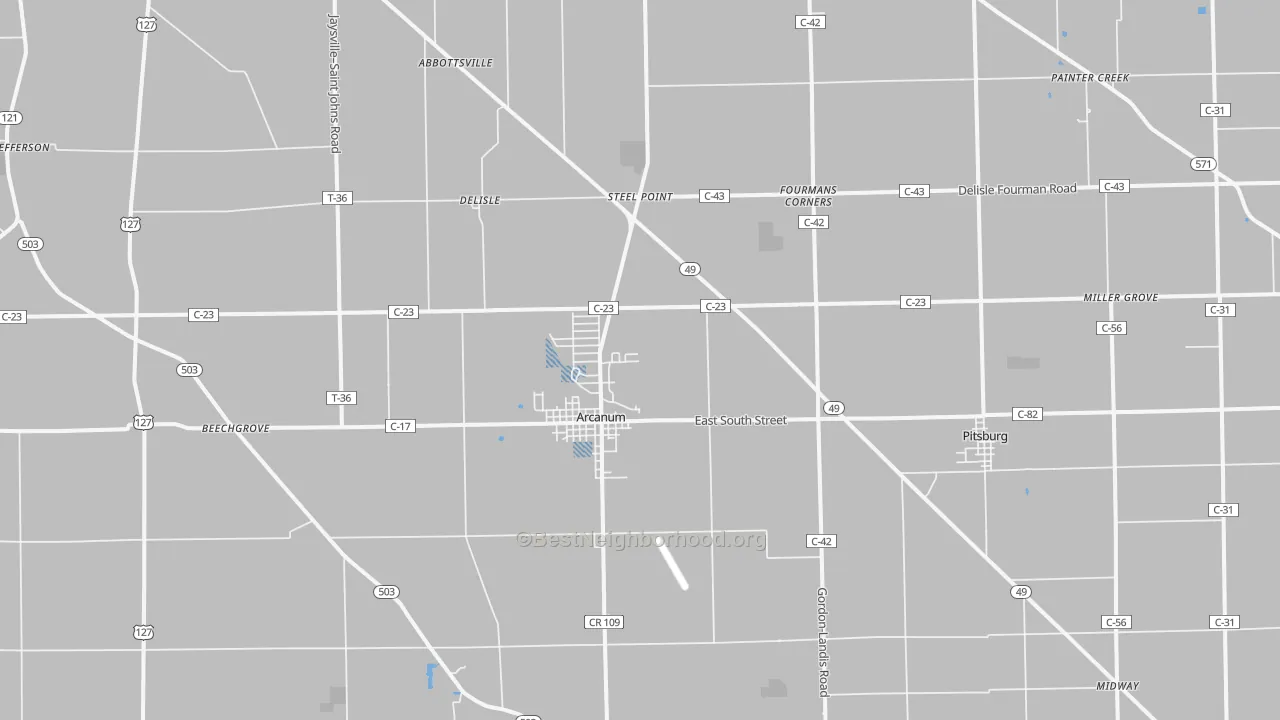 Transit Grade map of Arcanum, OH