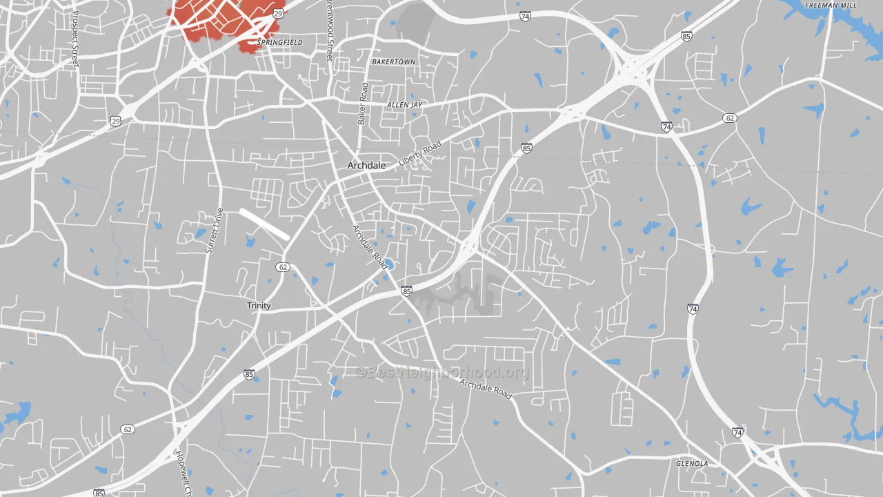 Transit Grade map of Archdale, NC