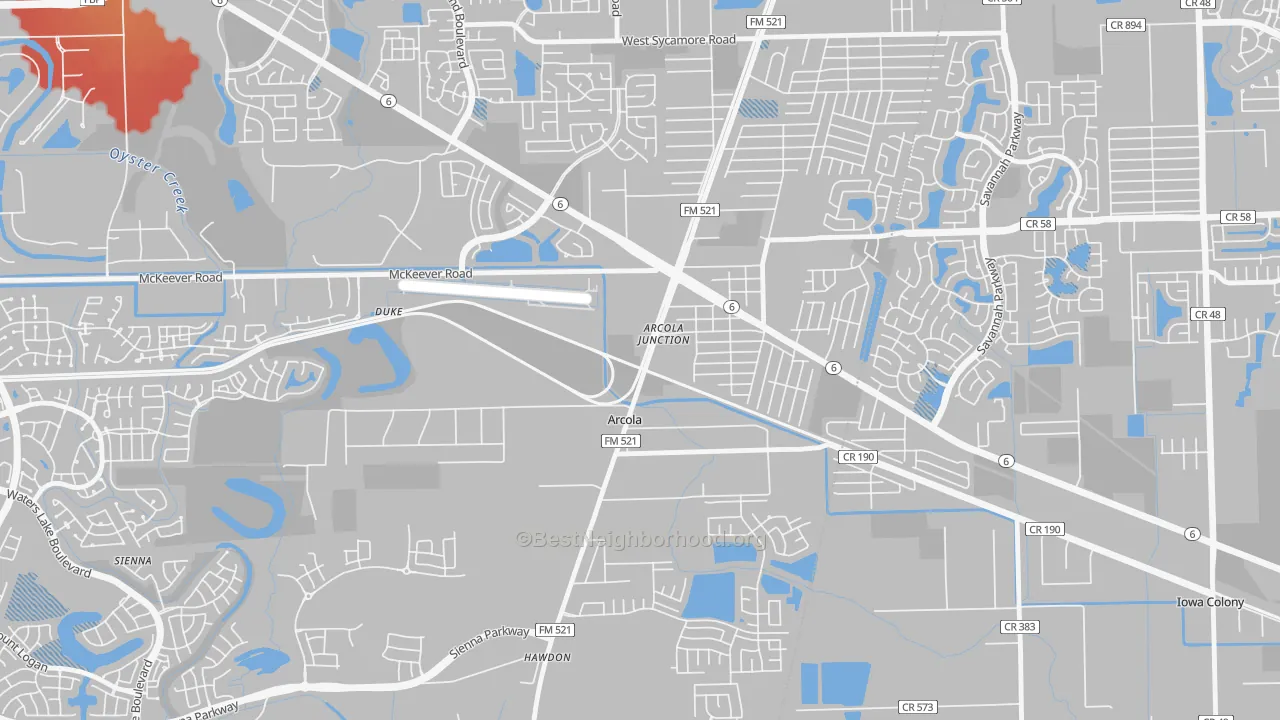 Transit Grade map of Arcola, TX