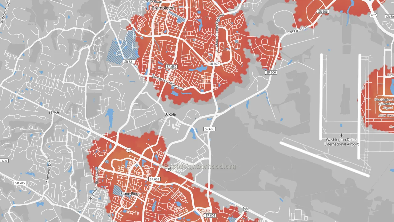 Transit Grade map of Arcola, VA
