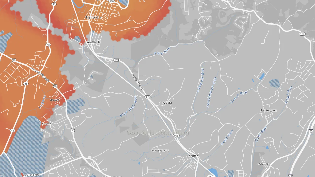 Transit Grade map of Ardara, PA