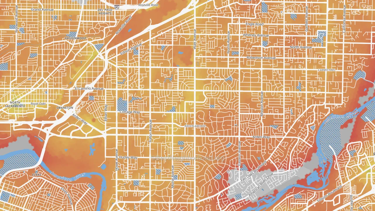 Transit Grade map of Arden-Arcade, CA