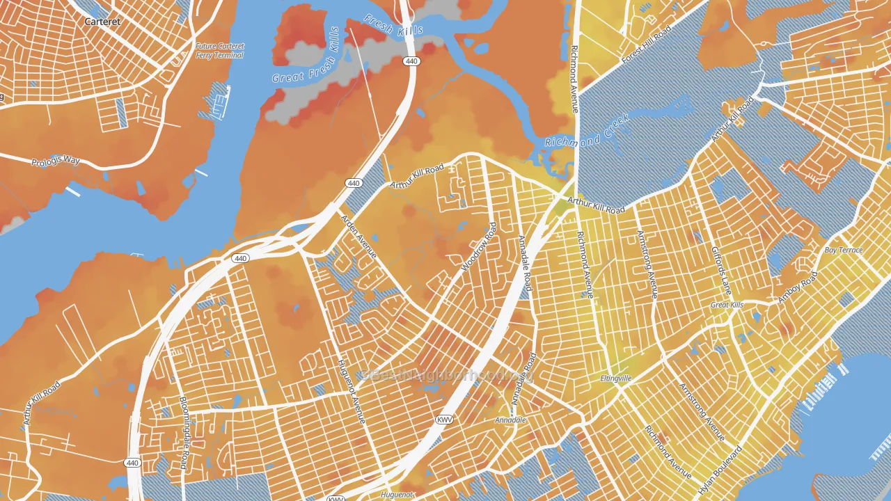 Transit Grade map of Arden Heights, Staten Island, NY