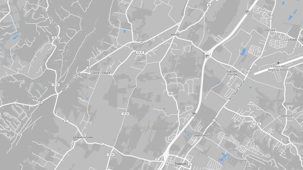 Transit Grade map of Arden, Martinsburg, WV