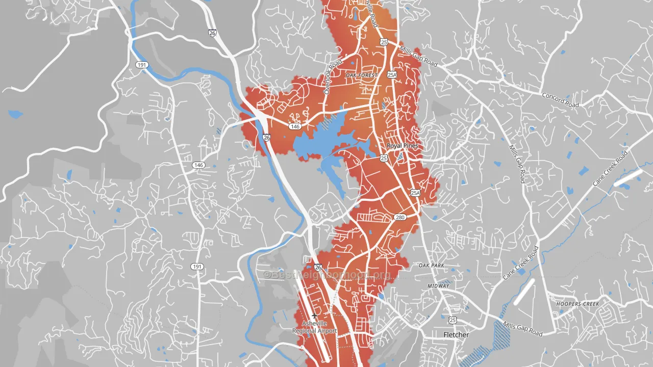 Transit Grade map of Arden, NC