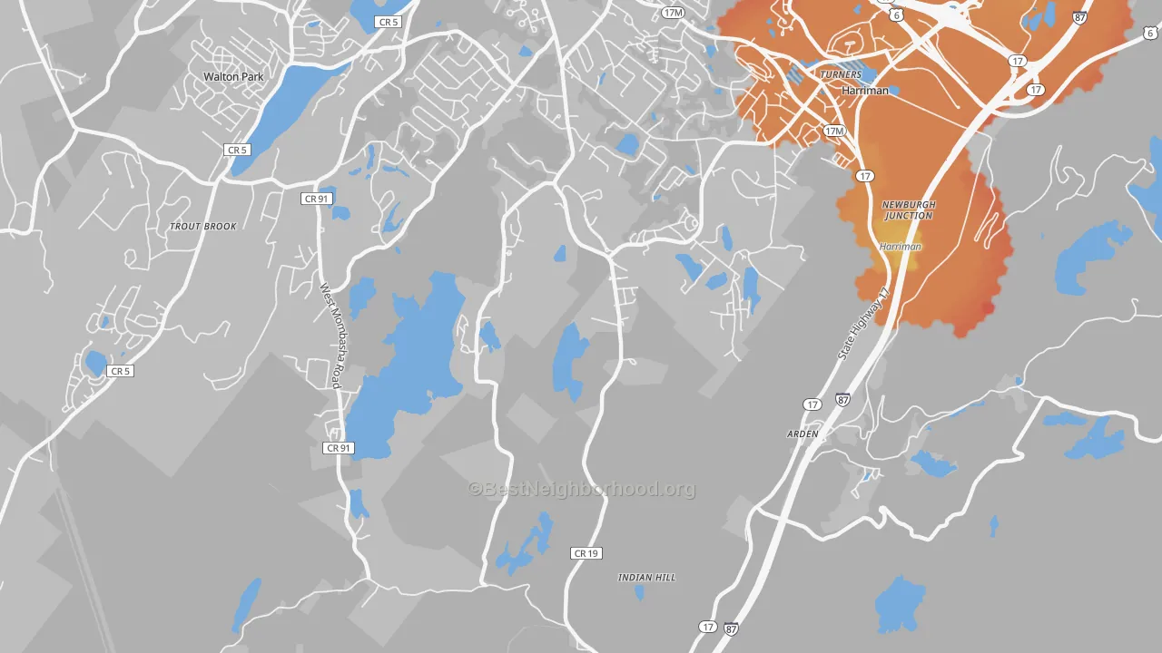 Transit Grade map of Arden, NY