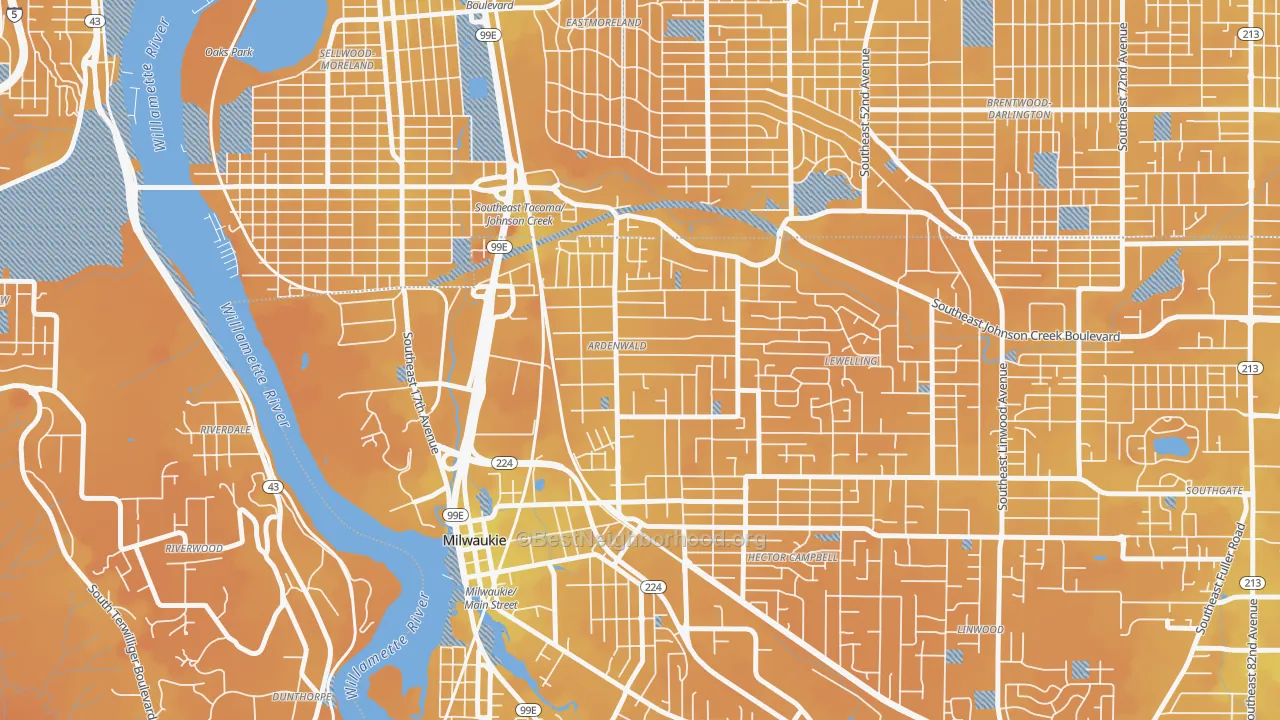 Transit Grade map of Ardenwald, Milwaukie, OR