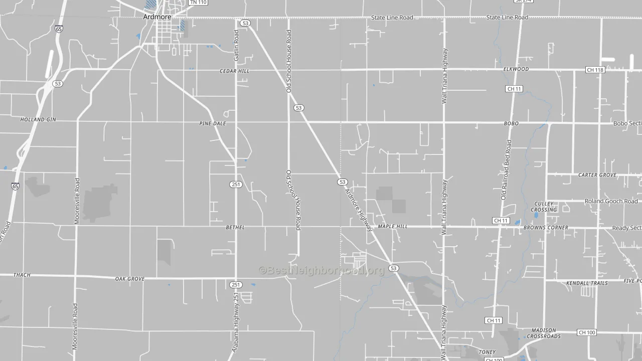 Transit Grade map of Ardmore, AL