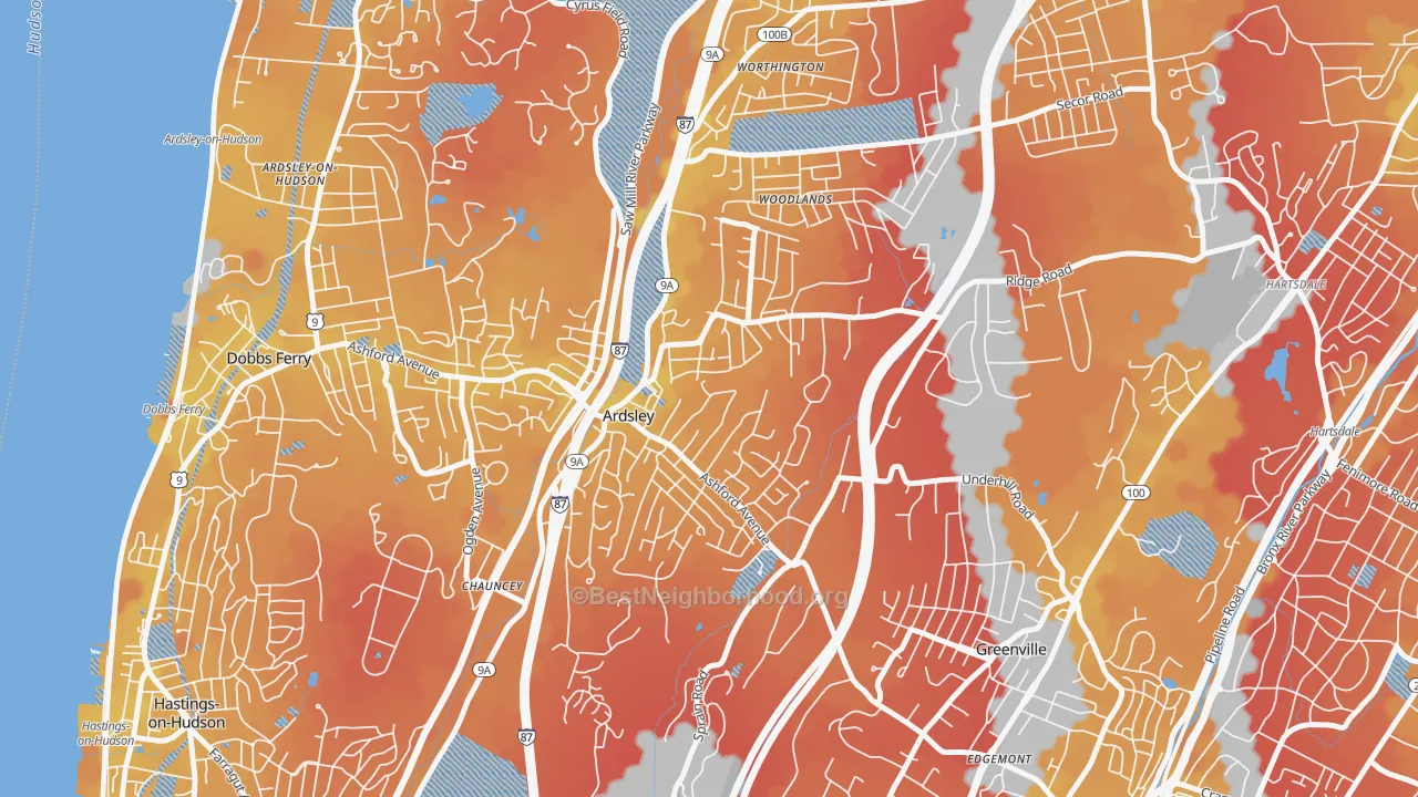Transit Grade map of Ardsley, NY