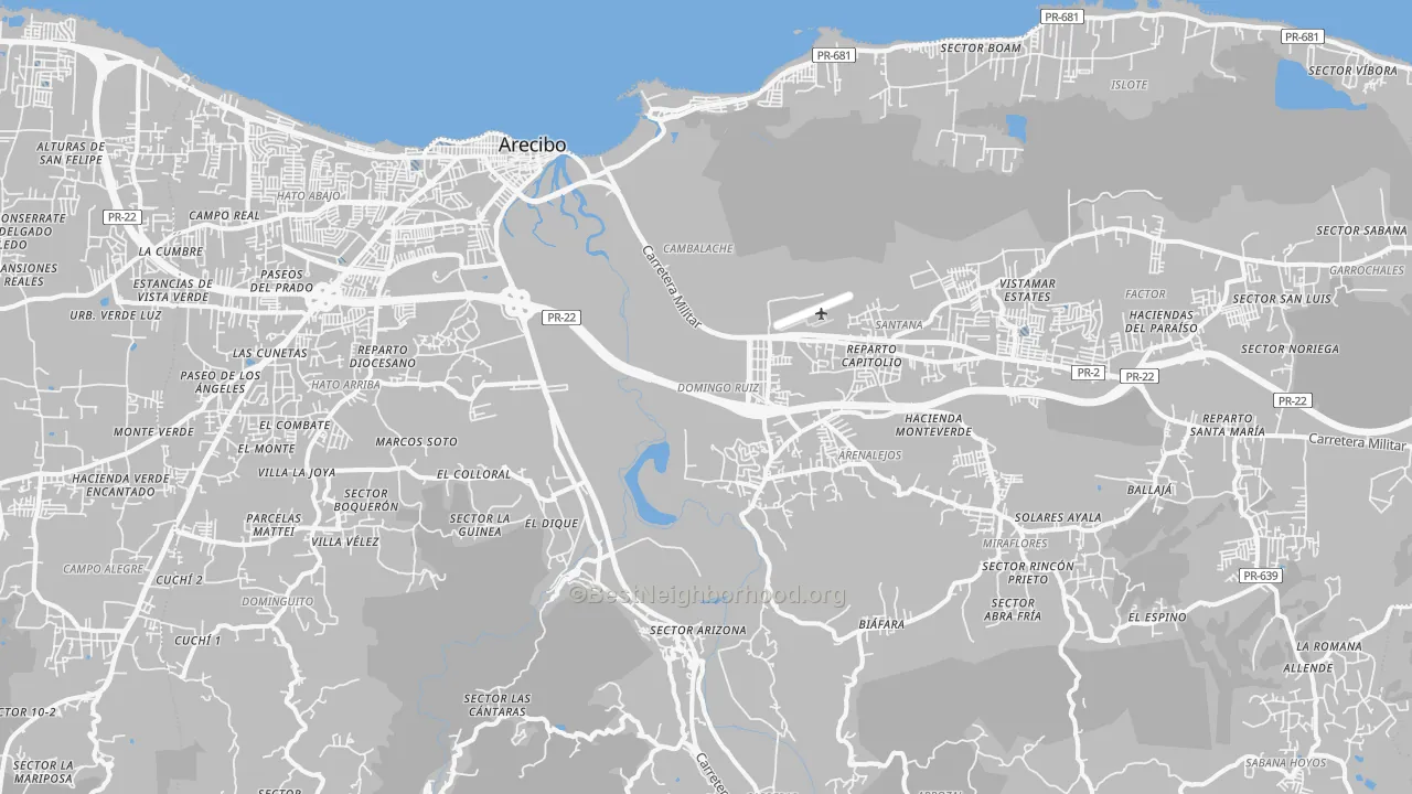 Transit Grade map of Arecibo Municipio, PR