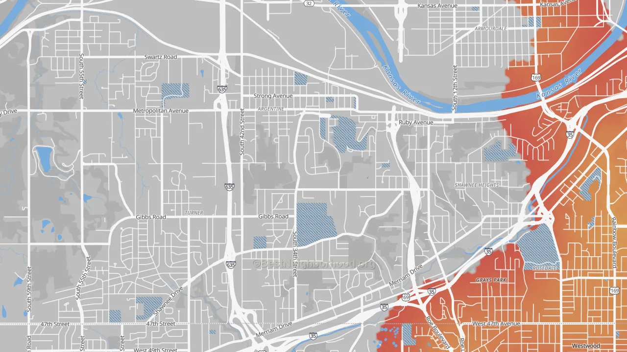Transit Grade map of Argentine, Kansas City, KS