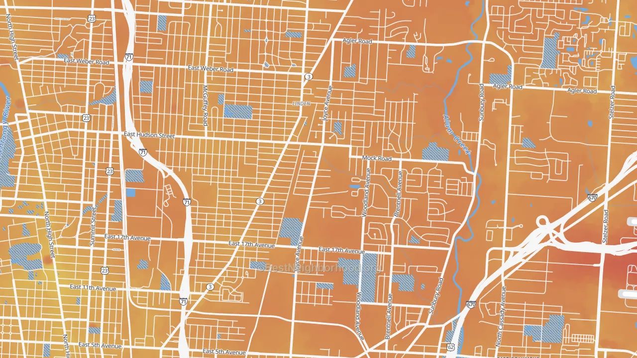Transit Grade map of Argyle Park, Columbus, OH