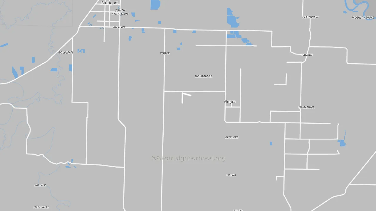 Transit Grade map of Arkansas County, AR