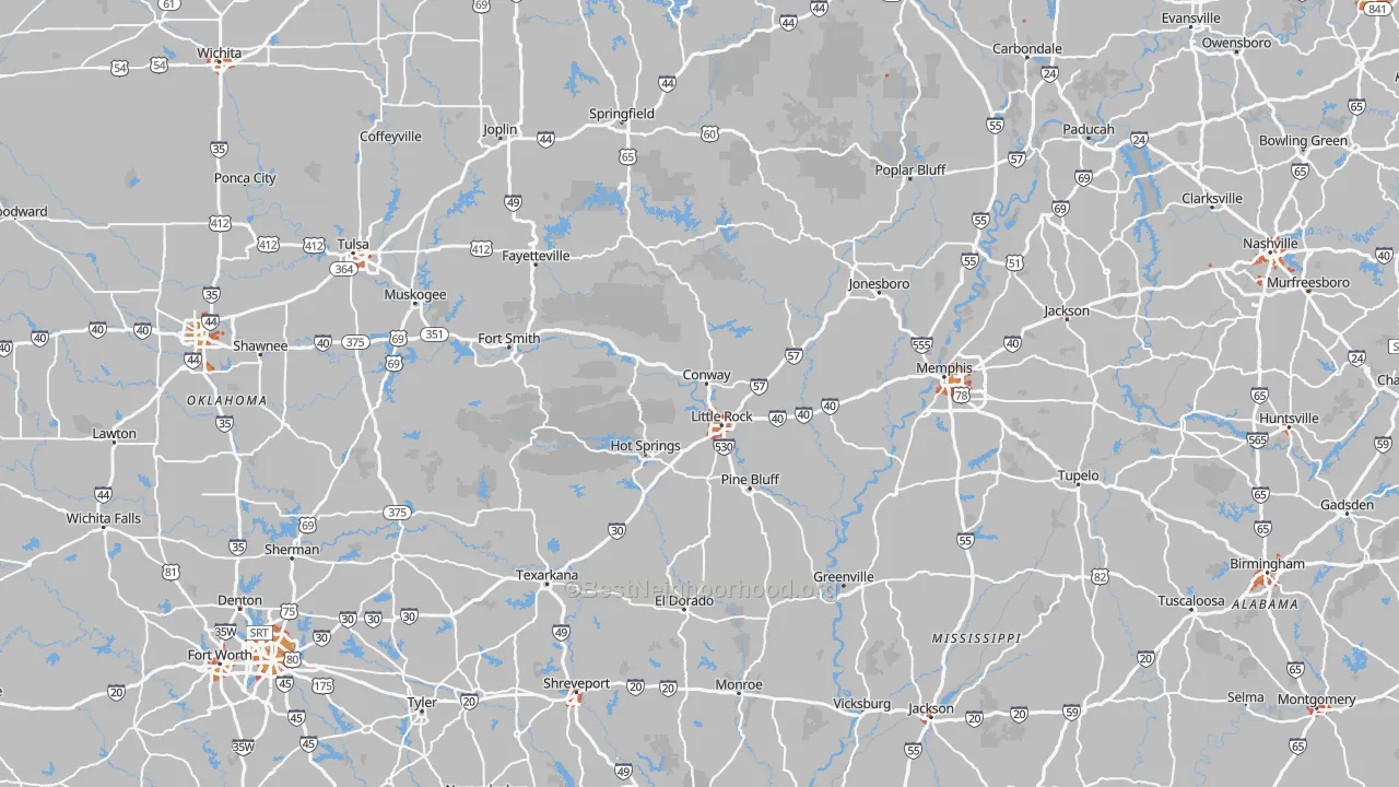 Transit Grade map of Arkansas