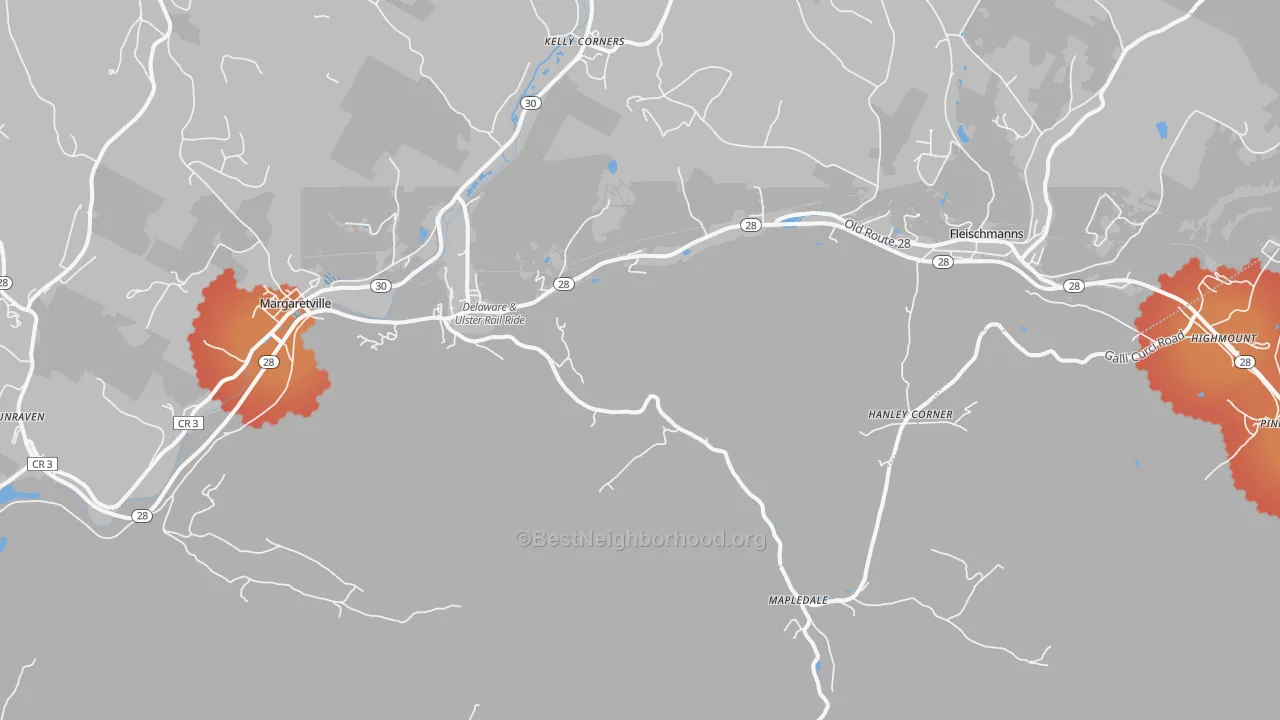 Transit Grade map of Arkville, NY