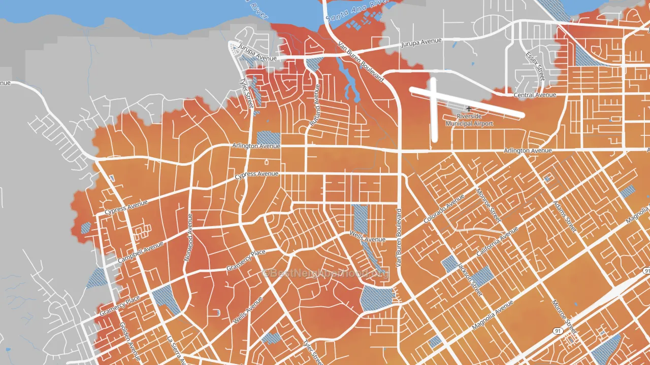 Transit Grade map of Arlanza, Riverside, CA