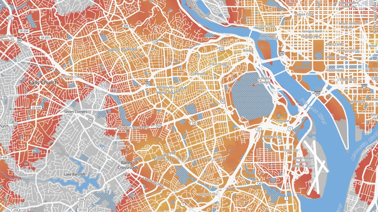 Transit Grade map of Arlington County, VA