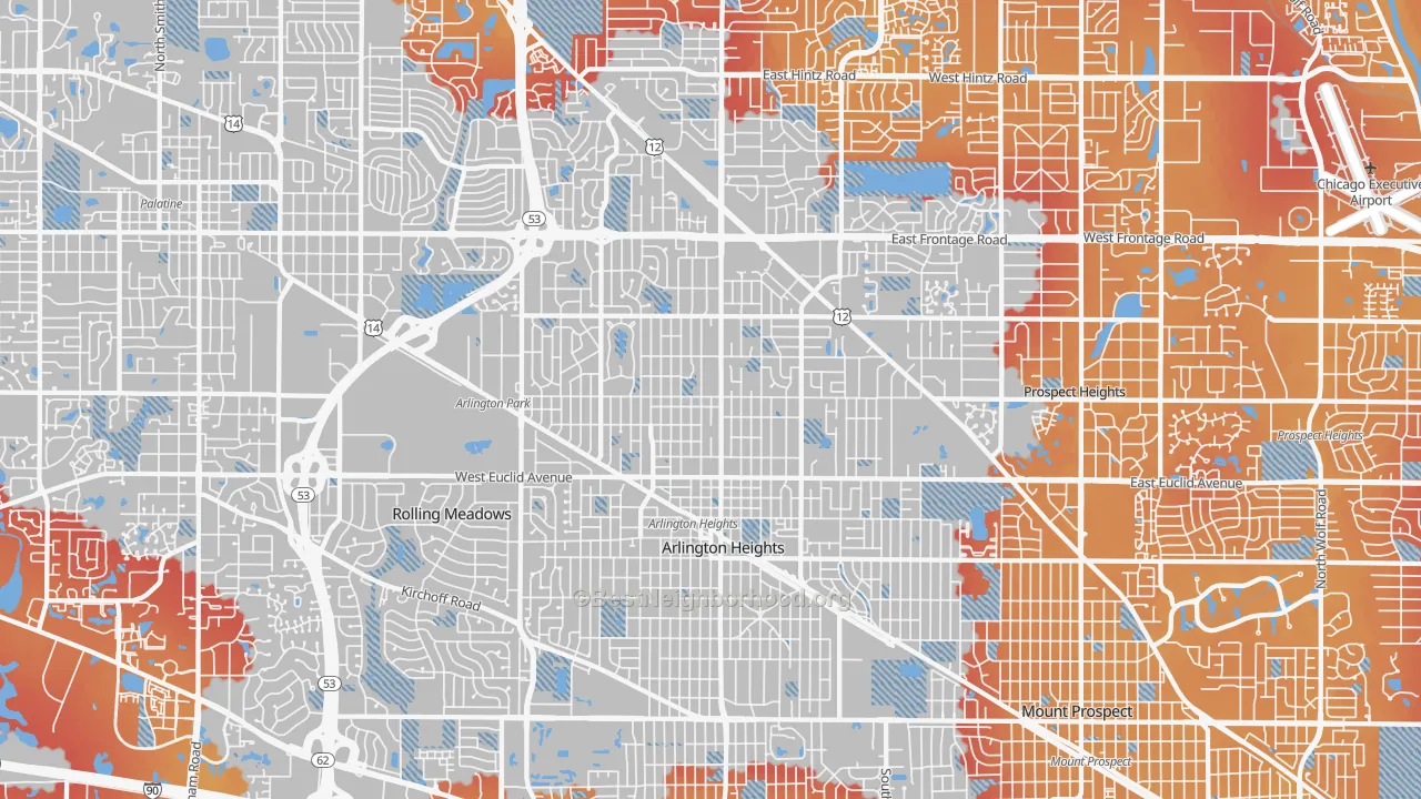 Transit Grade map of Arlington Heights, IL