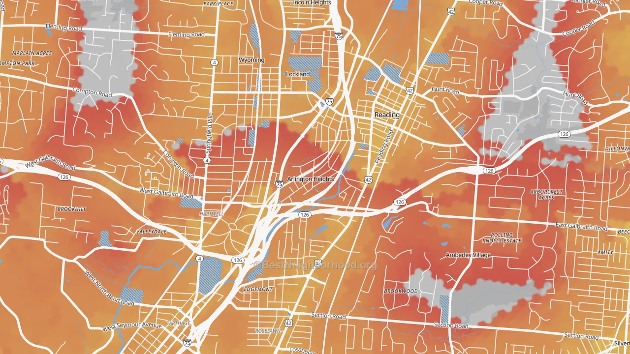 Transit Grade map of Arlington Heights, OH