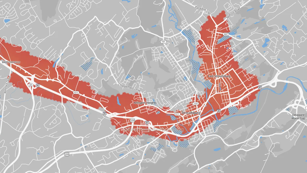 Transit Grade map of Arlington Heights, PA