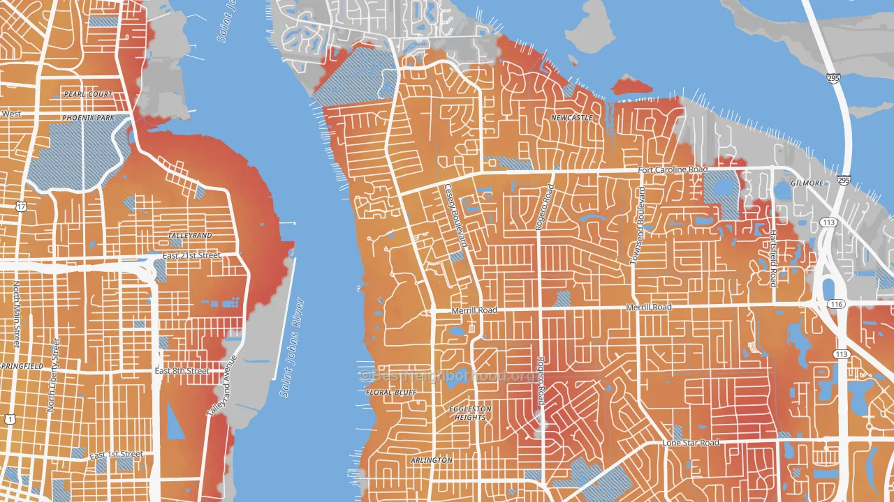Transit Grade map of Arlington Manor, Jacksonville, FL