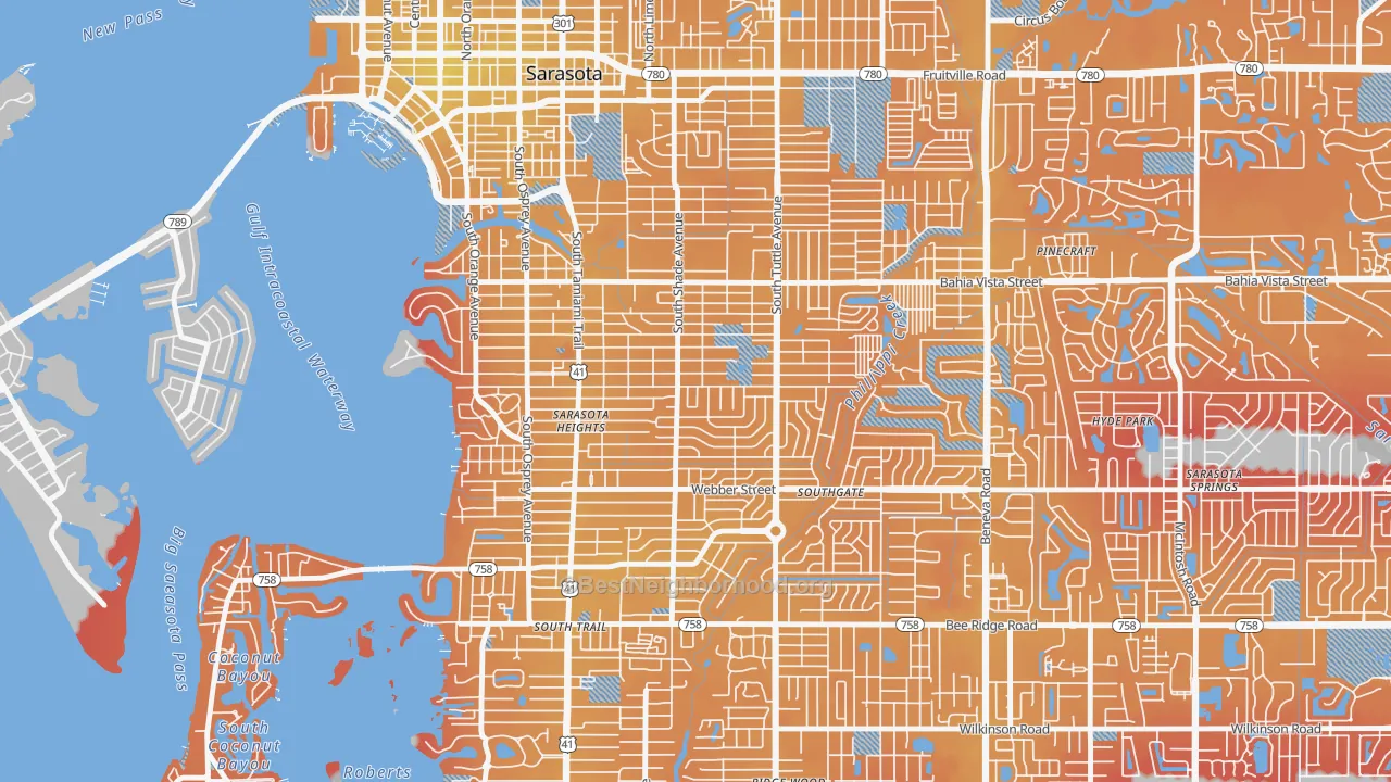 Transit Grade map of Arlington Park, Sarasota, FL