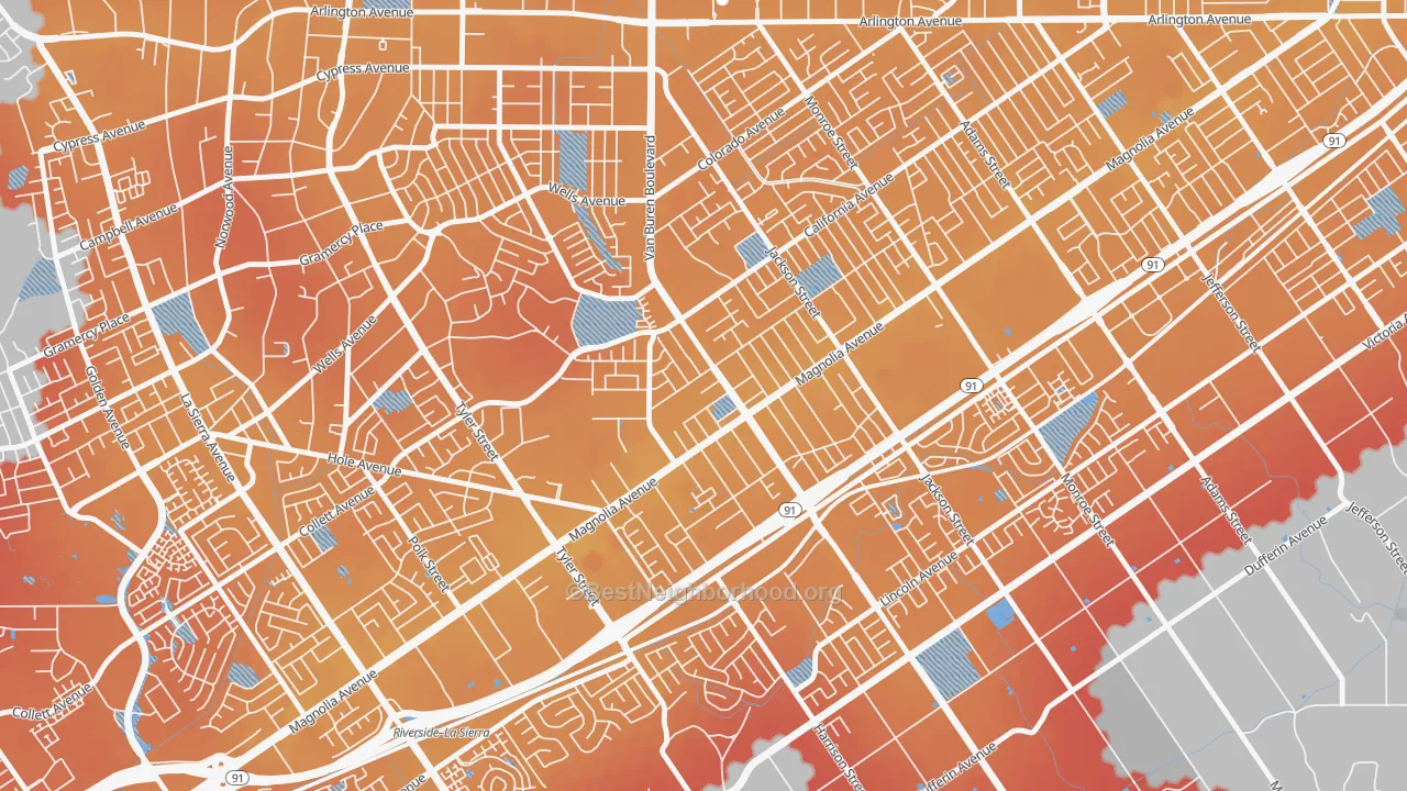 Transit Grade map of Arlington, Riverside, CA