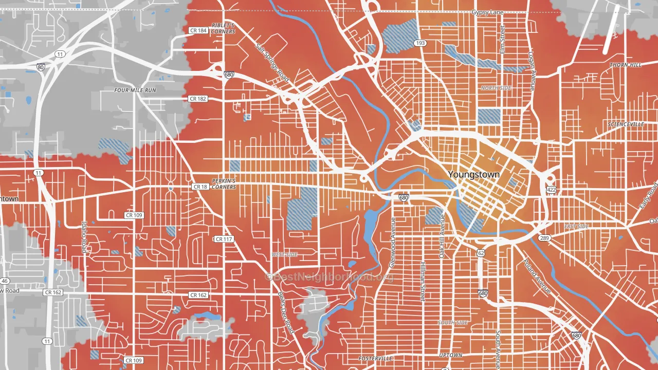 Transit Grade map of Arlington, Youngstown, OH