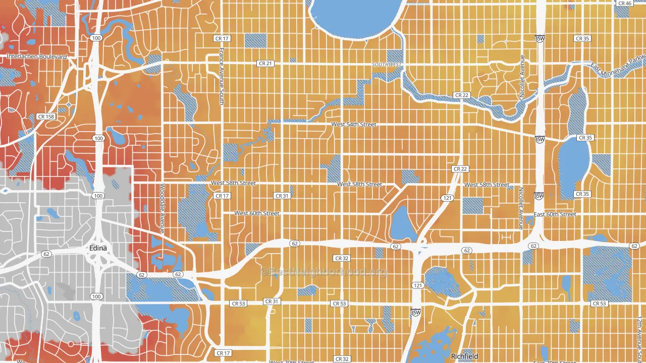 Transit Grade map of Armatage, Minneapolis, MN