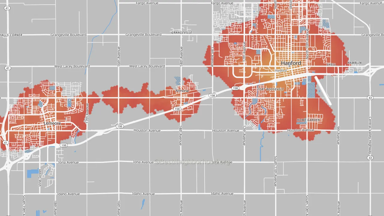 Transit Grade map of Armona, CA