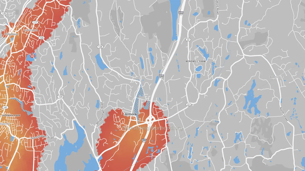 Transit Grade map of Armonk, NY