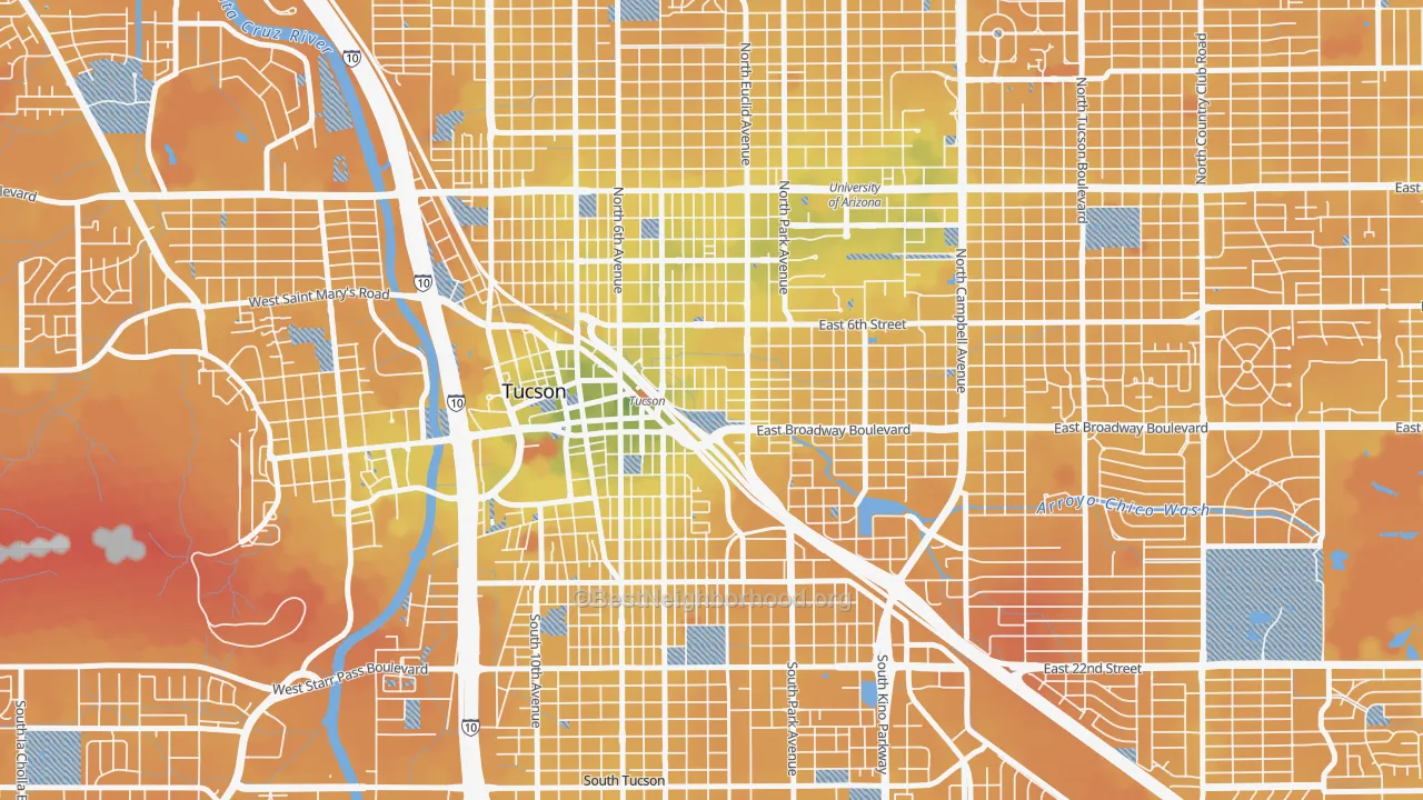 Transit Grade map of Armory Park, Tucson, AZ