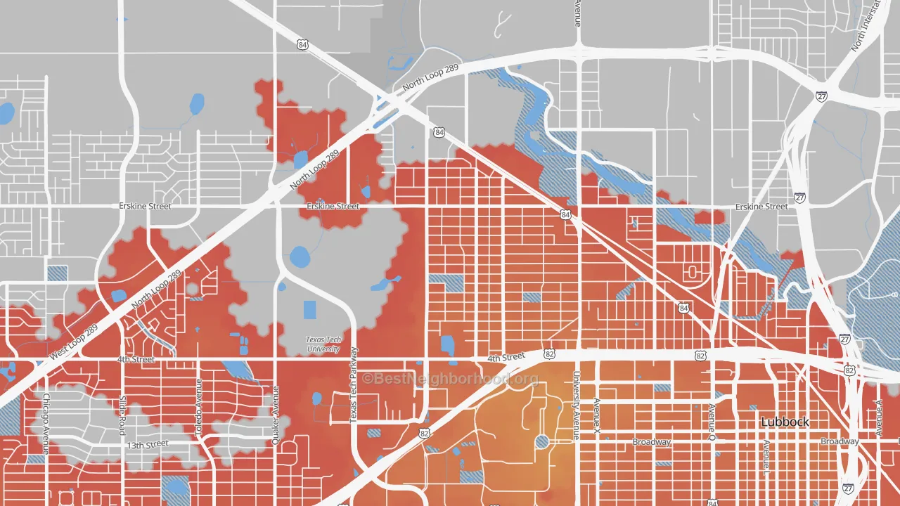 Transit Grade map of Arnett Benson, Lubbock, TX