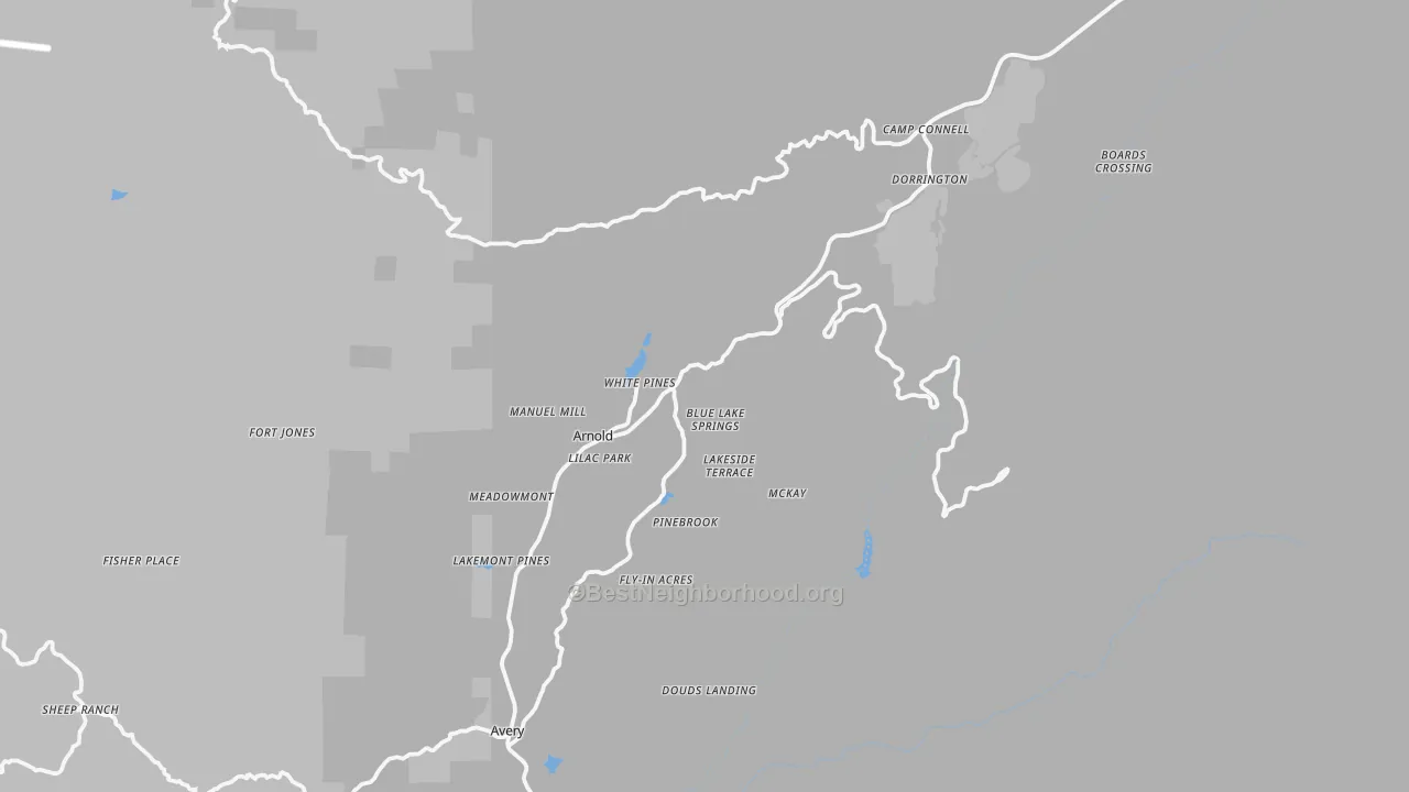 Transit Grade map of Arnold, CA