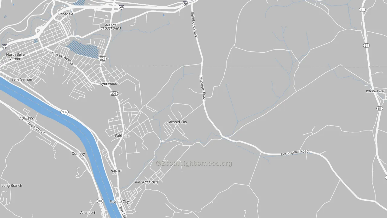 Transit Grade map of Arnold City, PA