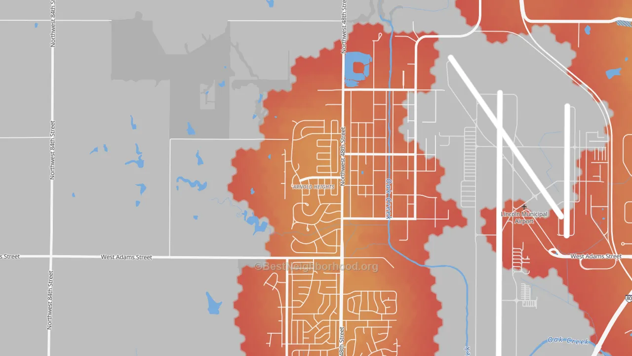 Transit Grade map of Arnold Heights, Lincoln, NE