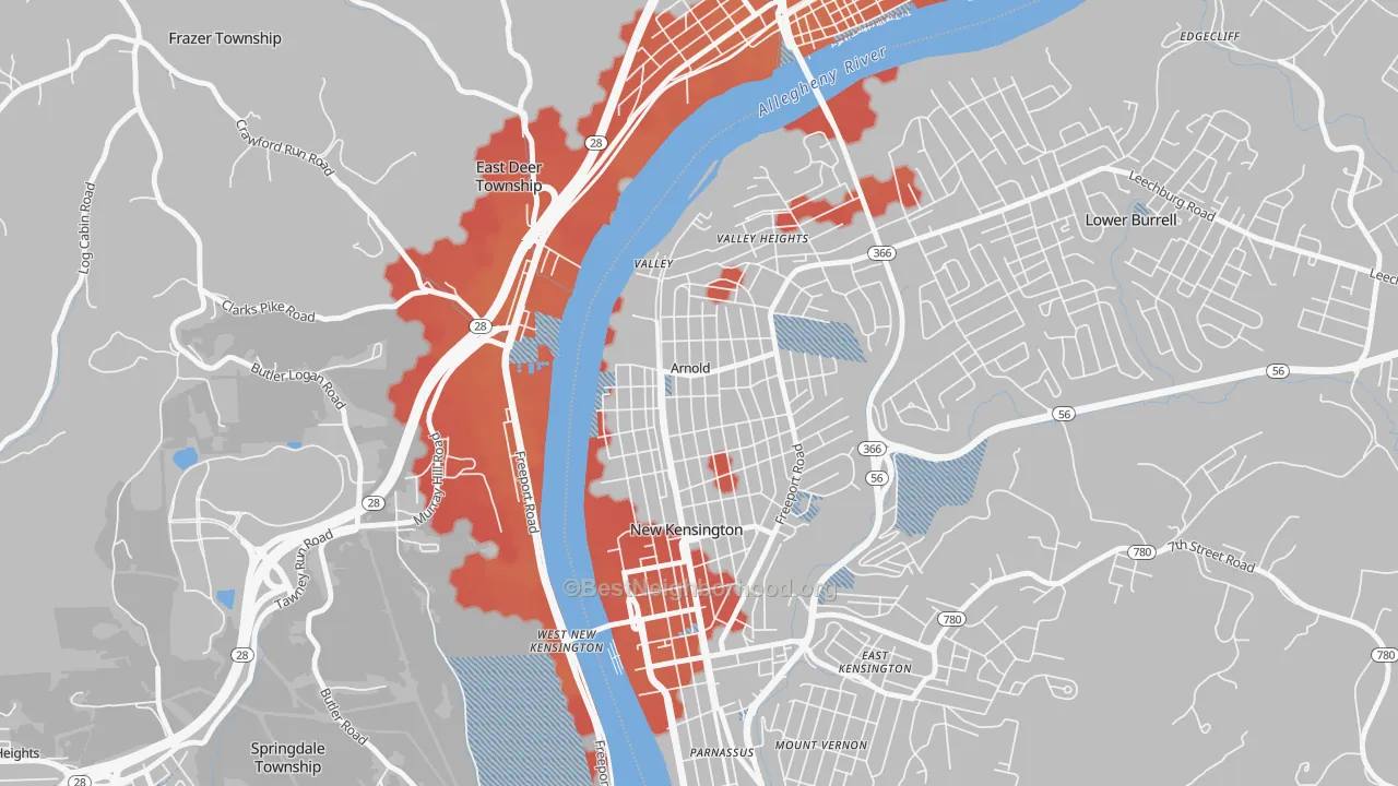 Transit Grade map of Arnold, PA