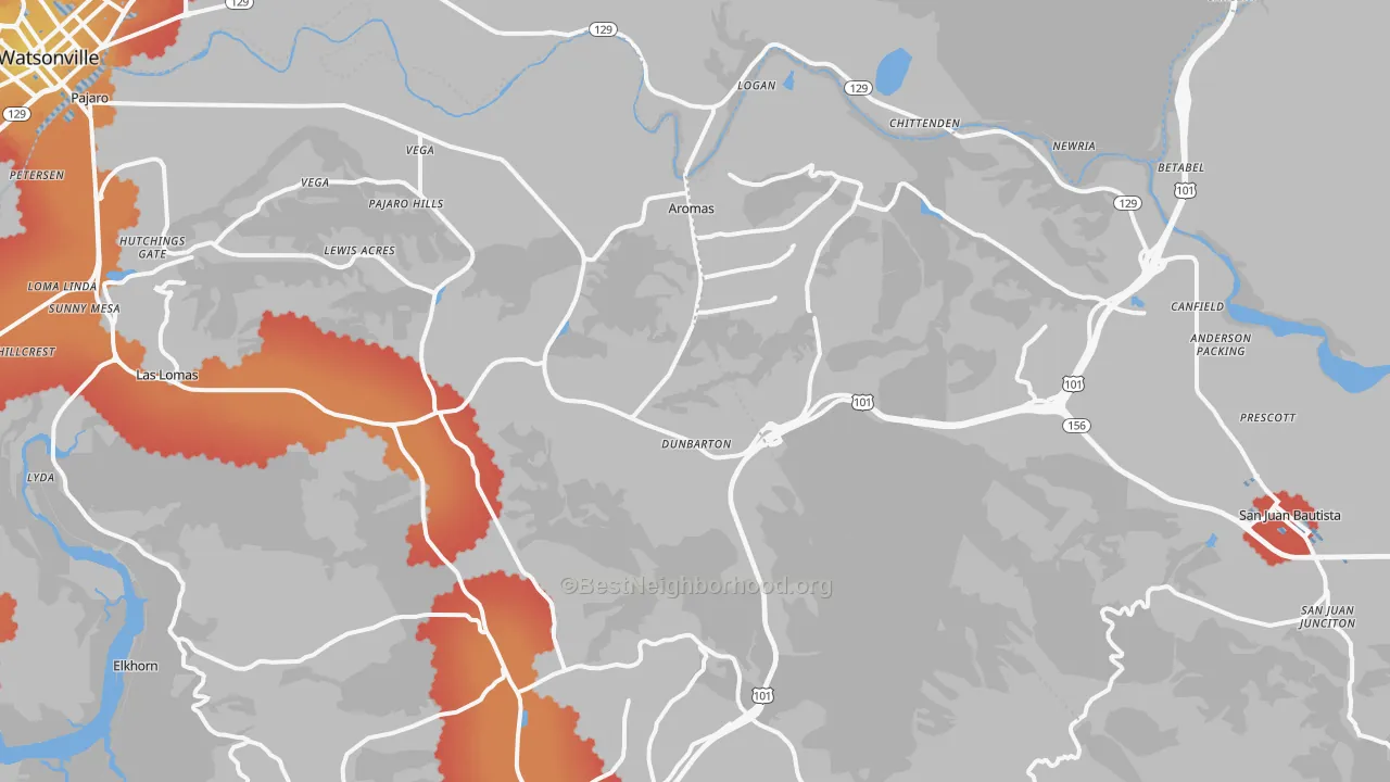 Transit Grade map of Aromas, CA