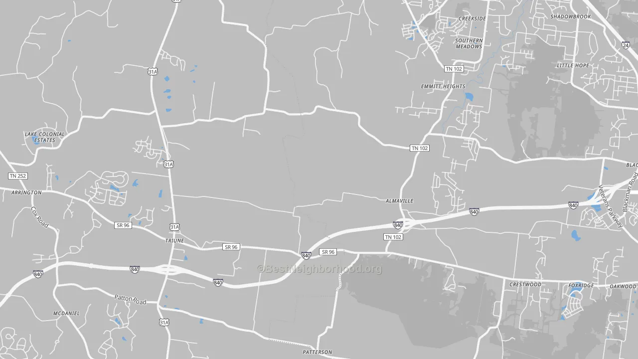 Transit Grade map of Arrington, TN