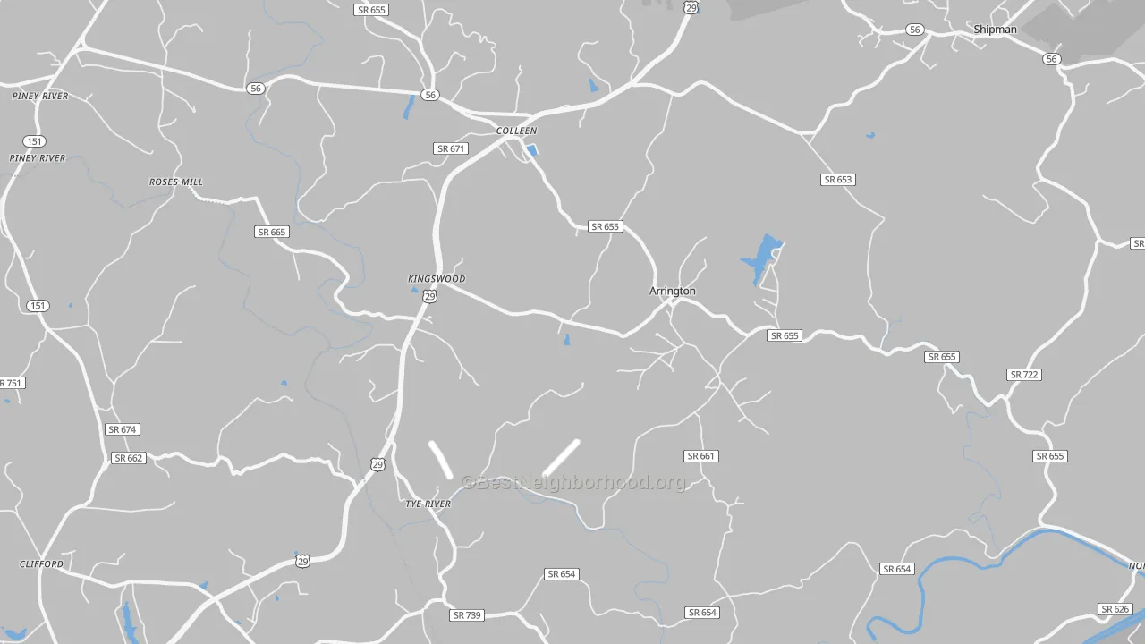 Transit Grade map of Arrington, VA