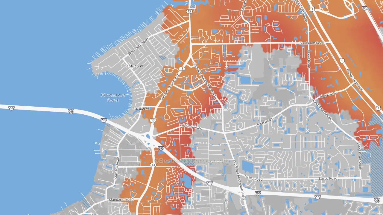 Transit Grade map of Arrowhead, Jacksonville, FL
