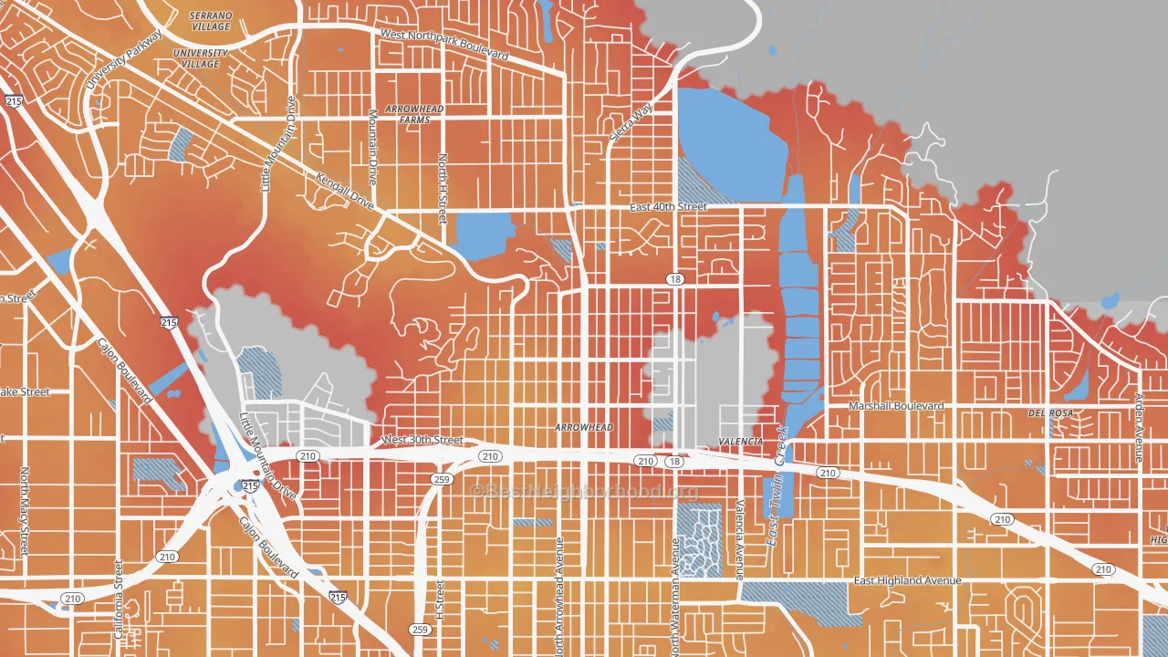 Transit Grade map of Arrowhead, San Bernardino, CA