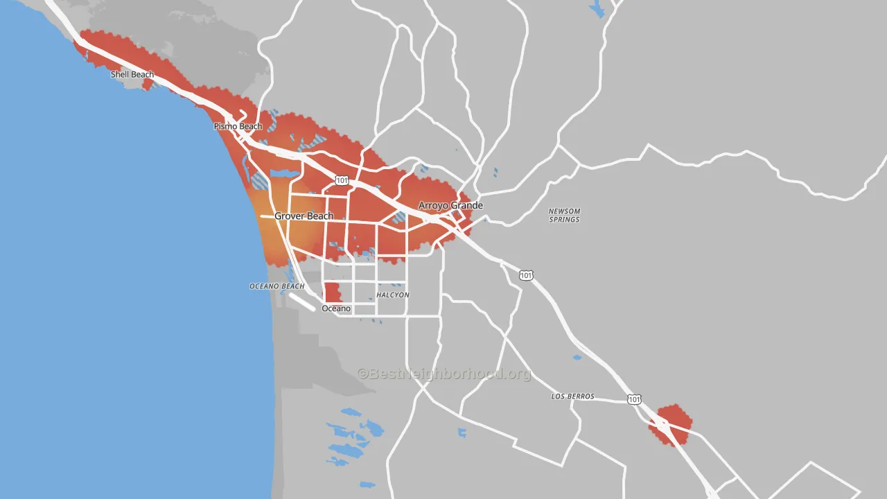 Transit Grade map of Arroyo Grande, CA