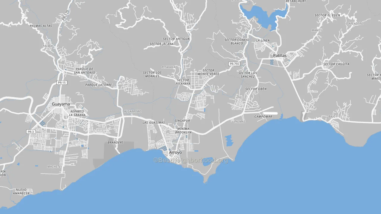 Transit Grade map of Arroyo Municipio, PR
