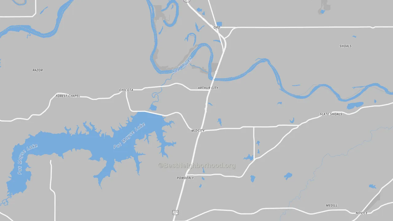 Transit Grade map of Arthur City, TX