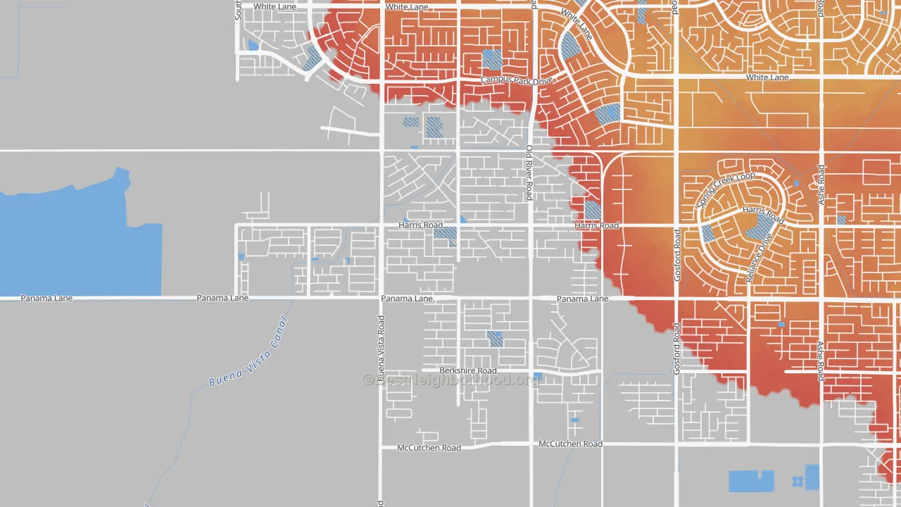 Transit Grade map of Artisan, Bakersfield, CA