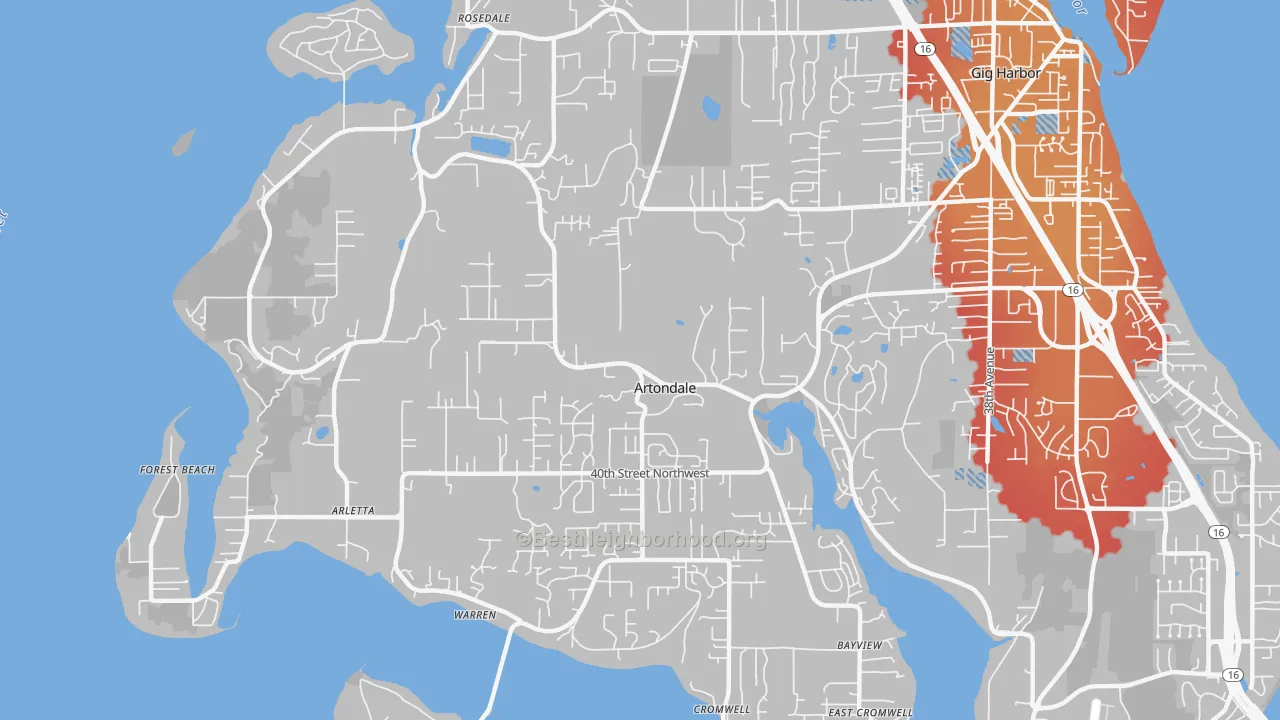 Transit Grade map of Artondale, WA