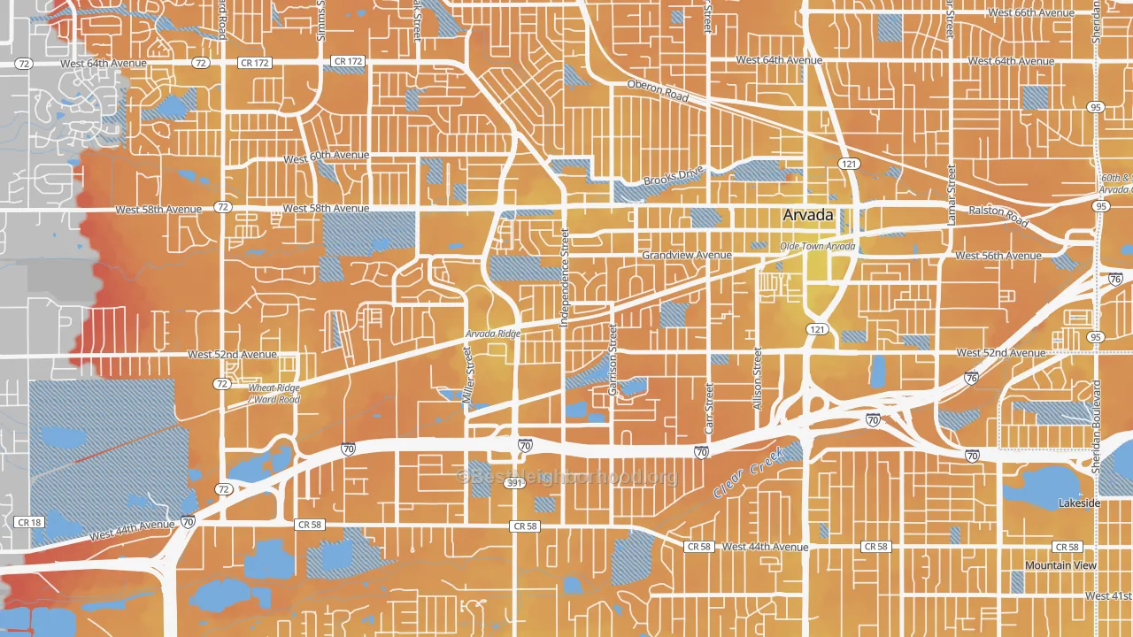 Transit Grade map of Arvada Plaza Area, Arvada, CO