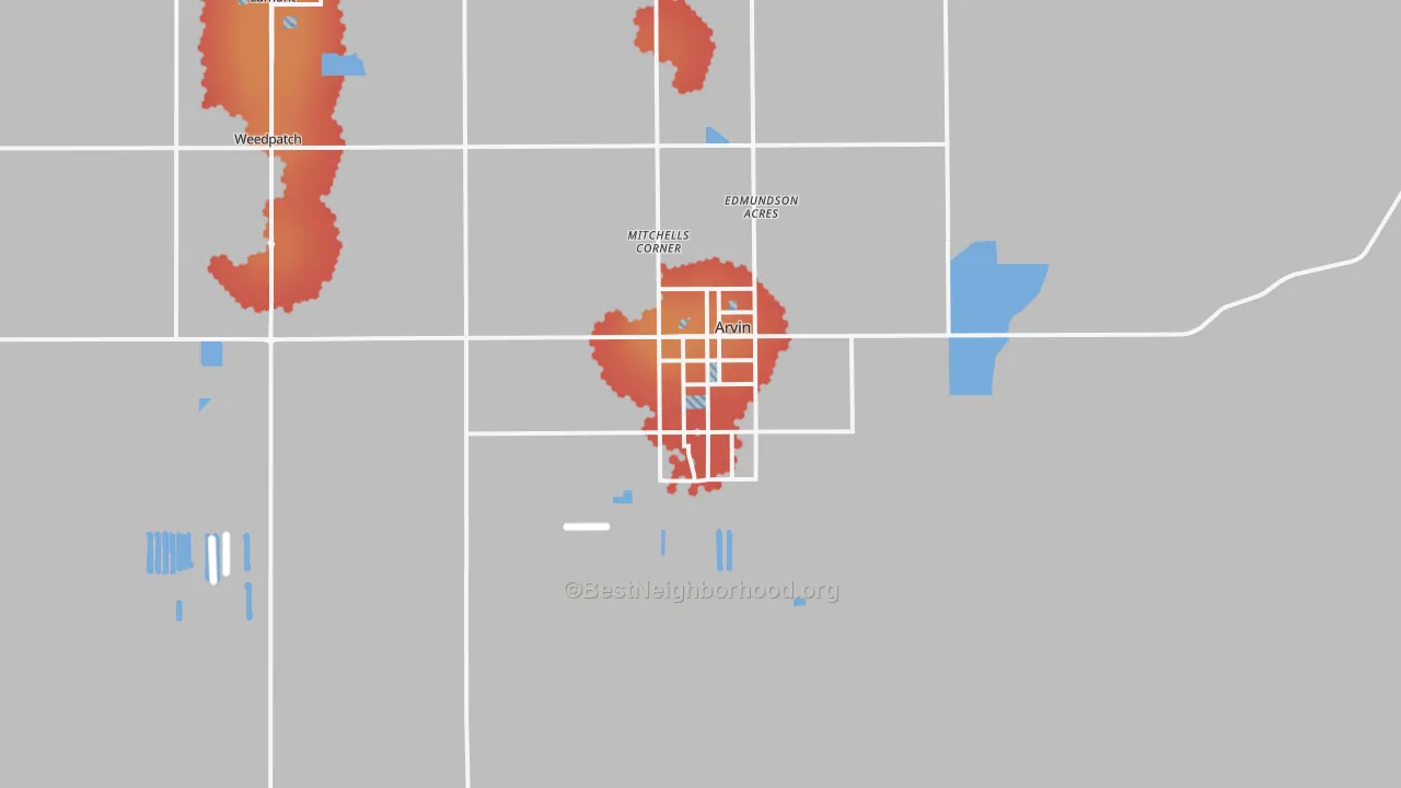 Transit Grade map of Arvin, CA