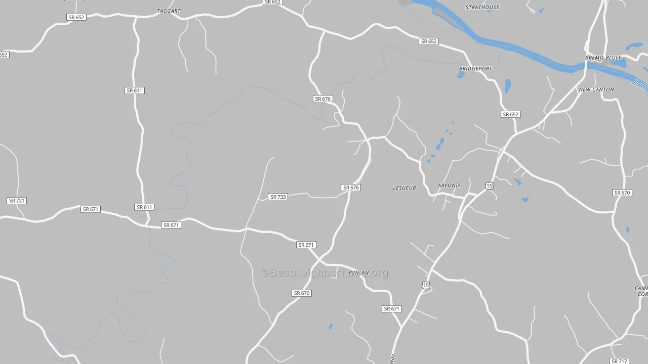 Transit Grade map of Arvonia, VA